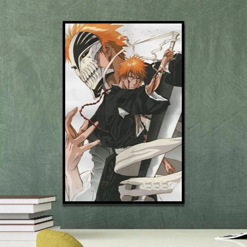 帶框 死神 Bleach 黑崎一護 數字油畫 手繪 diy 填充 塗色 動漫 個性禮物 房間裝飾畫 掛畫
