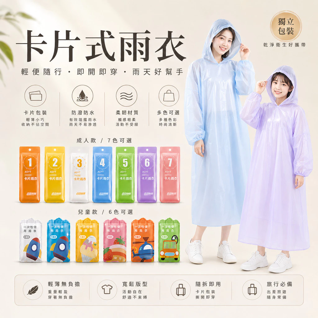 卡片式一次性雨衣