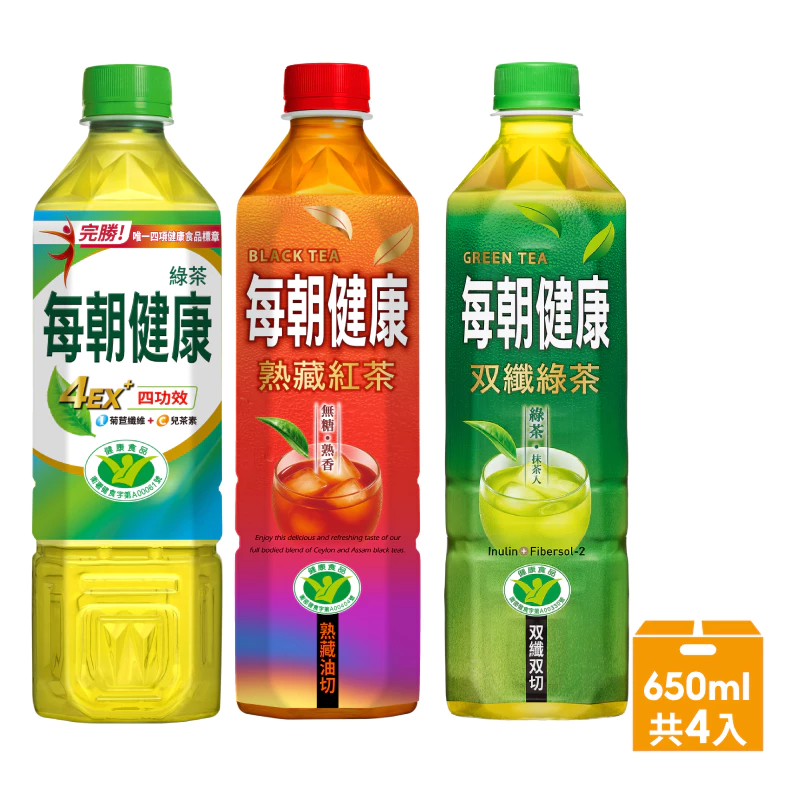 【蝦皮直營】御茶園 每朝健康 650mlx4入 綠茶/雙纖綠茶/無糖紅茶 解油膩 無糖飲料 分解茶 綠茶