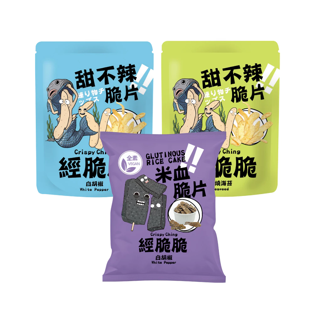 經脆脆Crispy Ching 甜不辣脆片 醬燒海苔/白胡椒 米血脆片 白胡椒