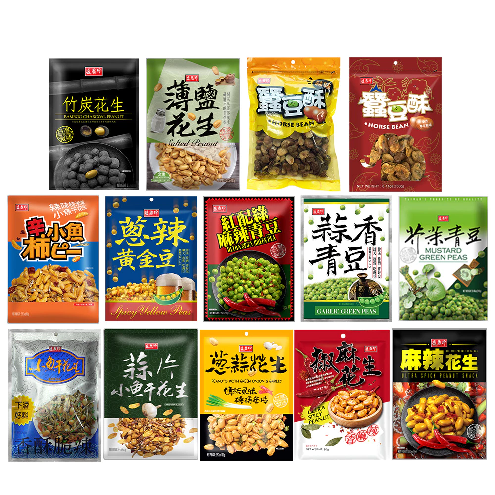 【蝦皮直營】盛香珍 下酒菜系列 花生/青豆/小魚干花生/椒麻青豆花生/蒜片小魚干花生 嘴饞 下酒(獨立小