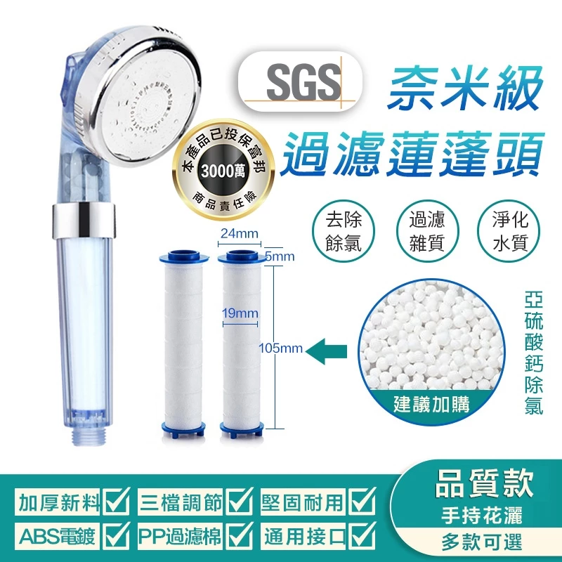 【曼德旺】蓮蓬頭 負離子增壓 三擋調節 送3濾芯 過濾蓮蓬頭 除氯 蓮蓬頭濾心 蓮蓬頭濾芯 過濾花灑 花