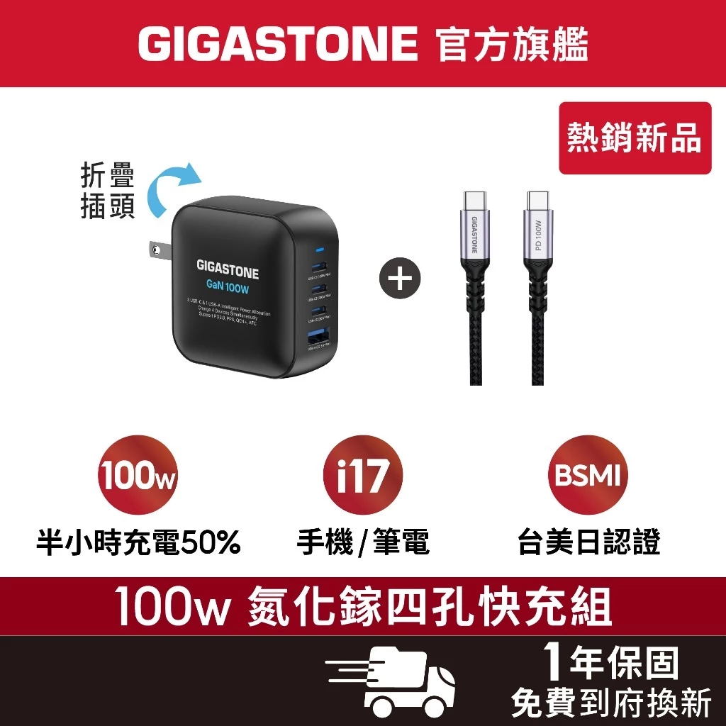 GIGASTONE 100W GaN四孔充電器