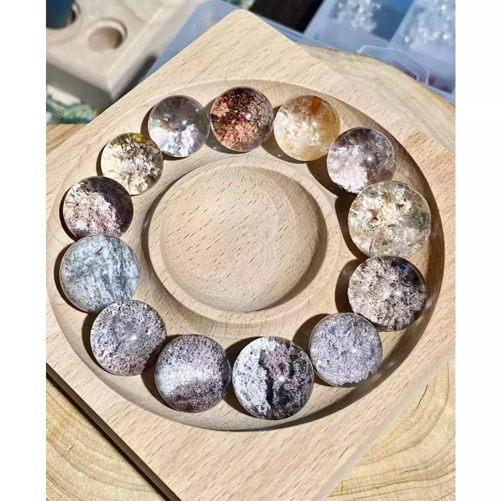 直播二號鏈接【天然幽靈水晶】粉幽靈 白幽靈 紫幽靈水晶DIY多樣性單珠-打孔鏈接為客製化商品