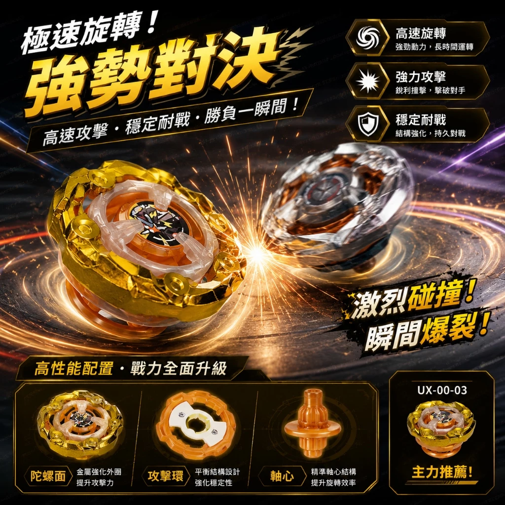高雄出貨 戰鬥陀螺 BX DX UX CX系列陀螺 黃金神杖 UX-03